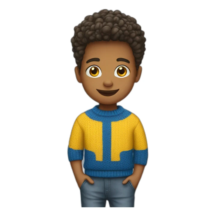 Boy in blue and yellow sweater sticker