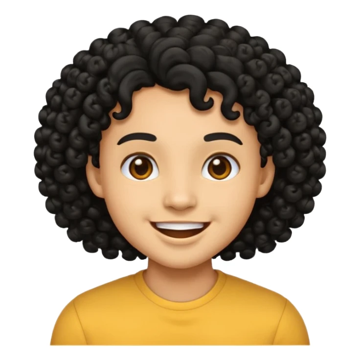 make this emoji lightskin with curly black hair sticker