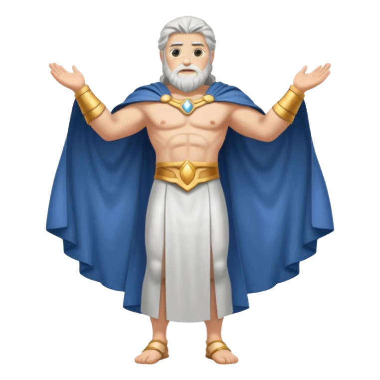 fullbody silverhair god ZEUS, white back cape, standing still rearview sticker