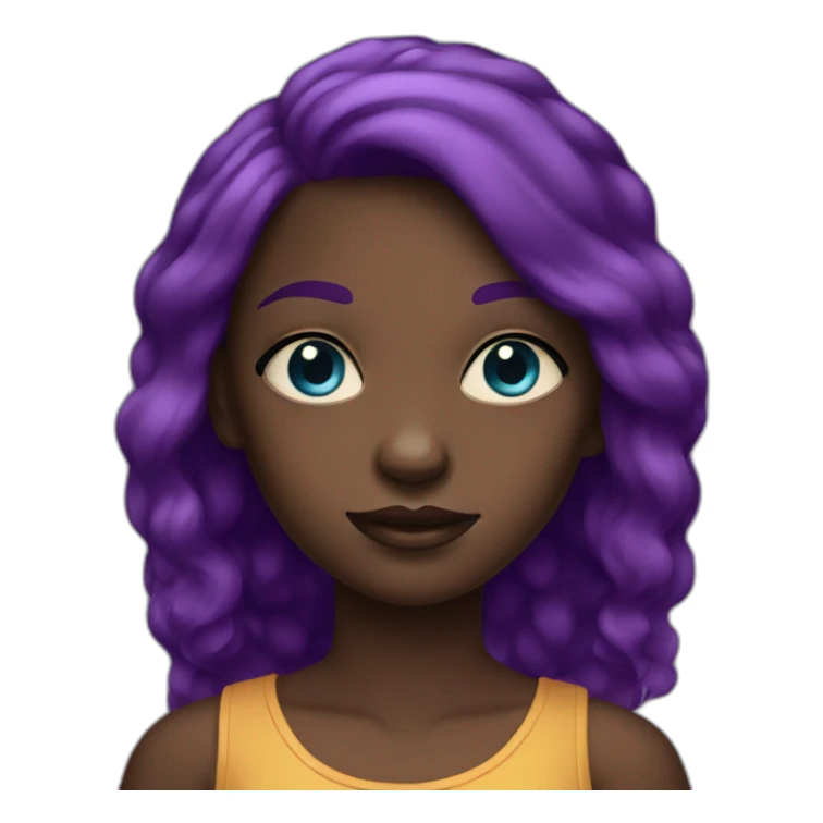 dark-skinned girl with purple hair and blue eyes sticker