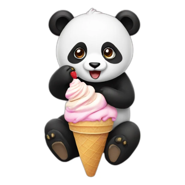 Panda eating ice cream sticker