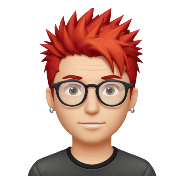 red spiky hair with glassess and earrings guy sticker