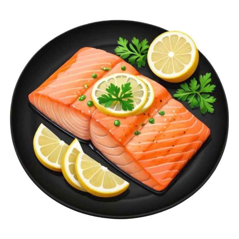 Grilled Salmon With Lemon Butter on a black plate sticker