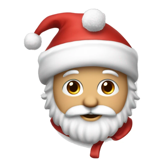 “An adorable Santa with a red suit, fluffy white beard, rosy cheeks, big eyes, and a red hat with a white pom-pom réaliste  sticker