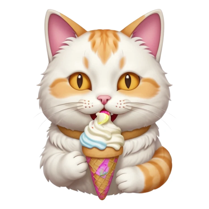 A cat enjoying an ice cream, eyes closed in delight, portrait, bust up sticker