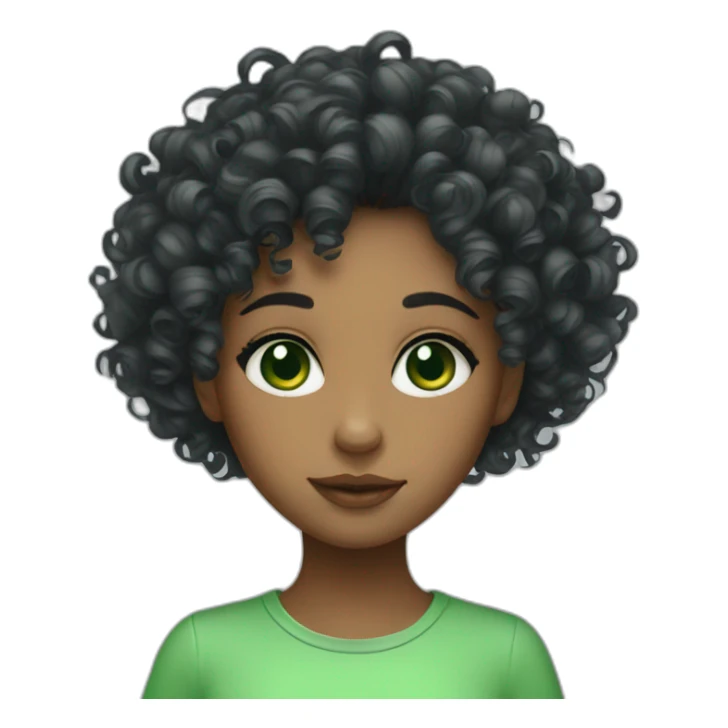 curly hair green eye girl sticker