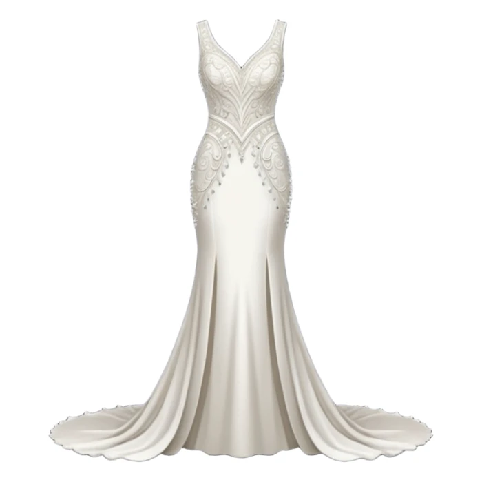 Hyper Realistic ornate 
Minimalistic diamonds and peals sheath Wedding dress displays sticker