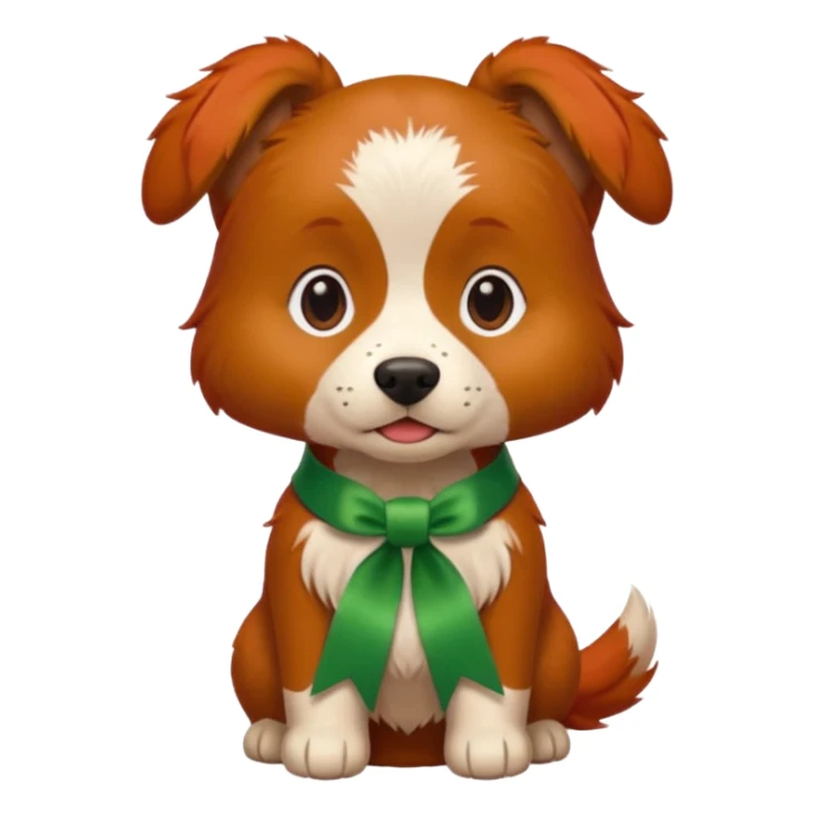 dog with head ribbon and green shirt sticker