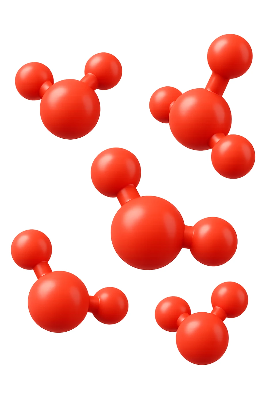 emoji di molecole 3d rossicce fluttuano in aria sticker