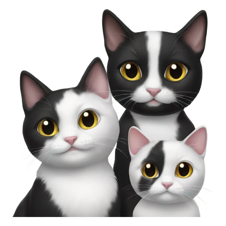 3 different black and white tuxedo cats sticker