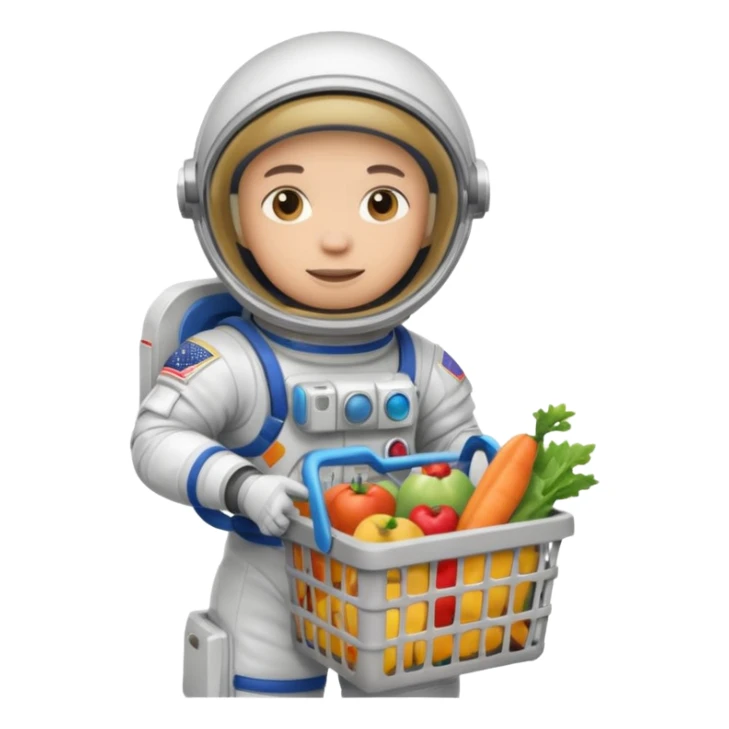 astronauta con canasta para hacer compras vacía sticker