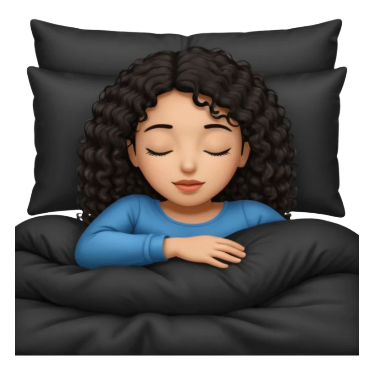 Sleeping Spanish girl on black pillow dark curly hair mixed skin sticker