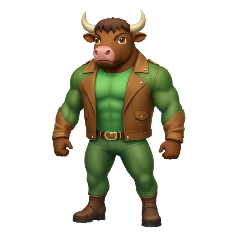 Big green bull full body with brown jacket sticker