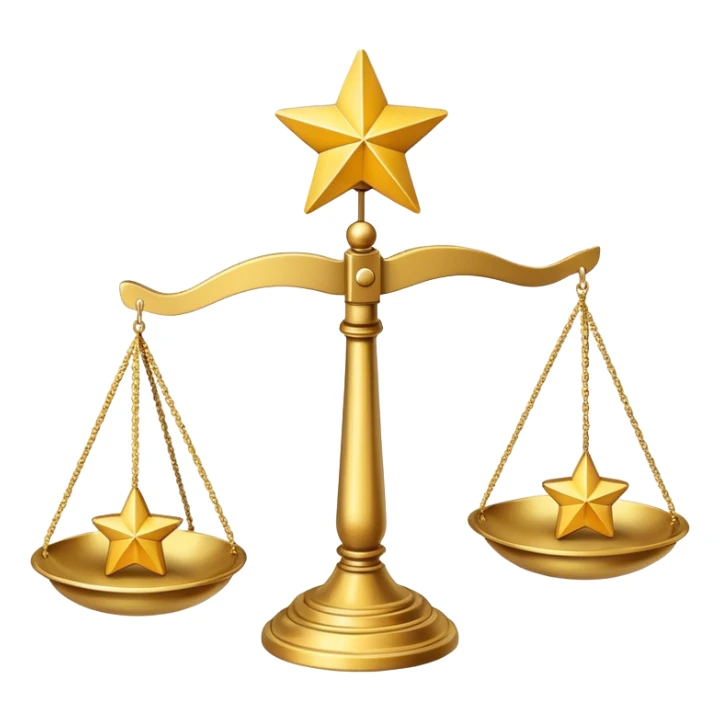 A scale balancing one big star on one side and two smaller stars on the other side sticker