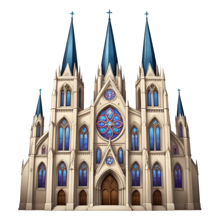 gothic cathedral with stained glass windows and spires sticker