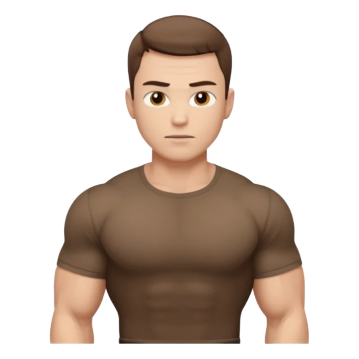muscular man white skin, wear brown shirt sticker