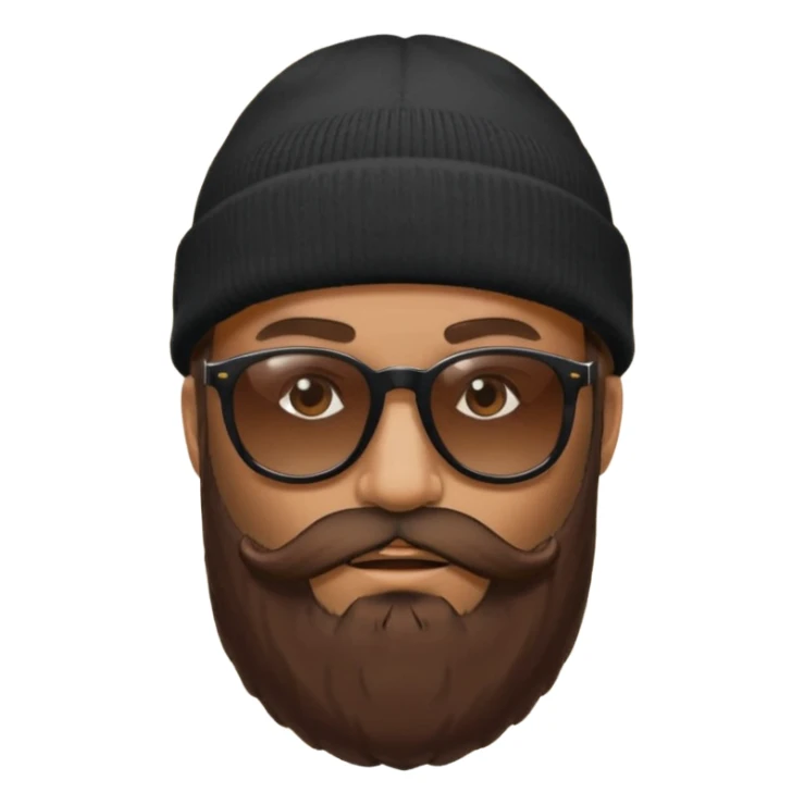 Guy with a really huge beard wearing  sunglasses and a black beanie  sticker