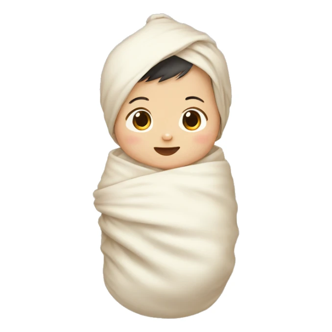 Swaddle Infant Asian Boy, Wooden Crib sticker