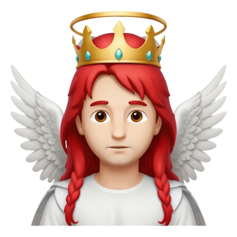 long hair angel with a red crown on his head, 4 wings sticker