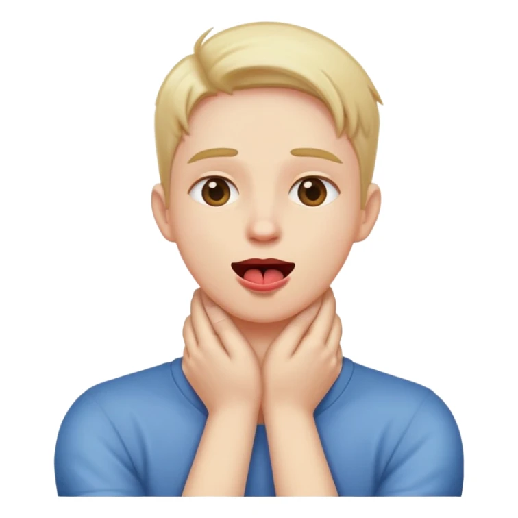 person holding neck crossed hands tongue out  sticker