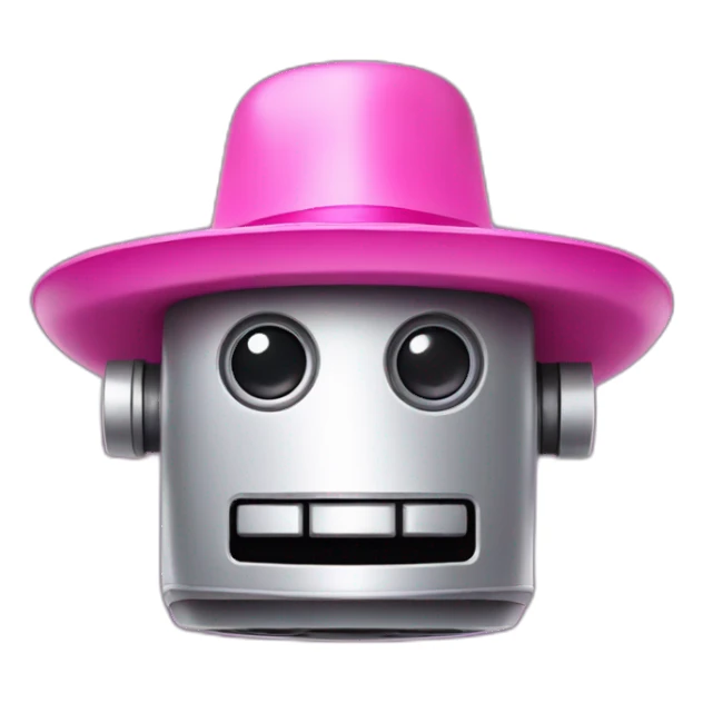 Square robot head wearing a pink sombrero sticker