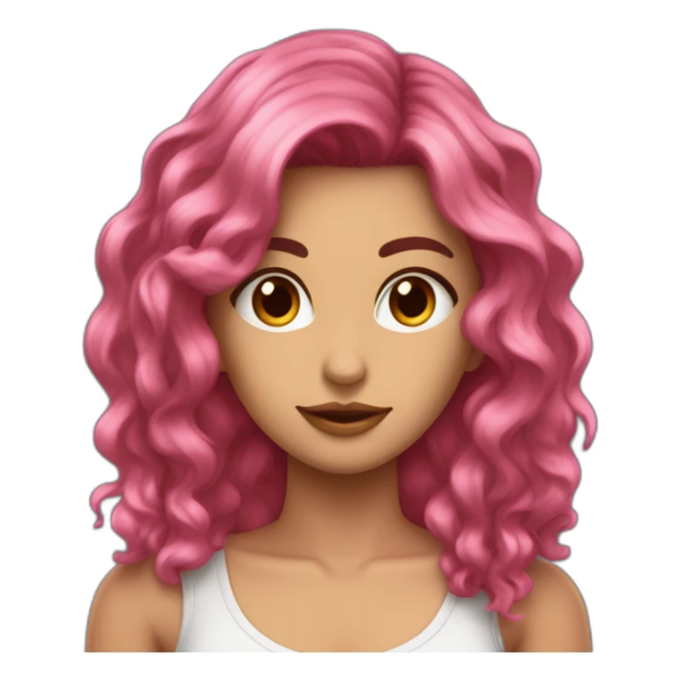 Chica morena con pelo más largo de un lado con mechas rosas sticker