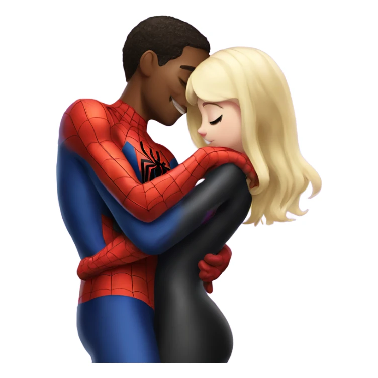miles morales Spiderman hugging Gwen Stacy’s Spider-Man  sticker