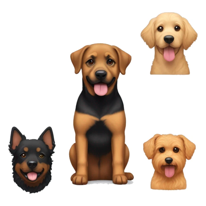 A female Rottweiler/ German Shepherd mix beside an apricot coloured malti poo sticker
