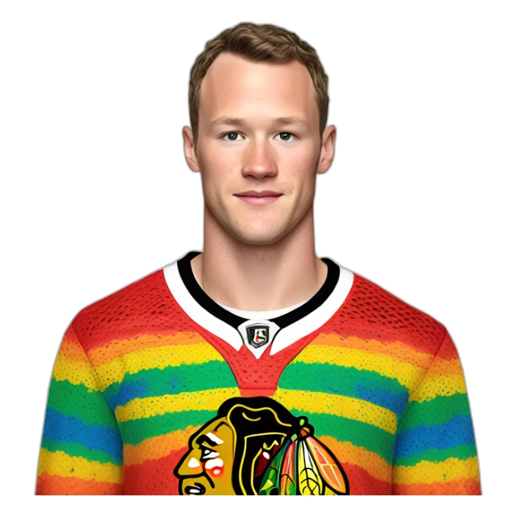 Jonathan Toews wearing rainbow lace shirt sticker