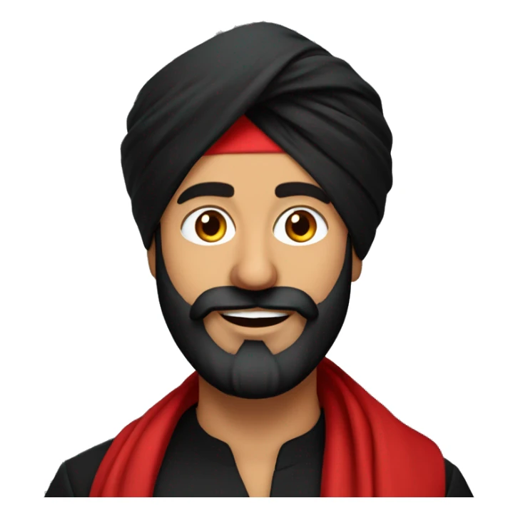 A bearded punjabi guy wearing red turban and black kurta sticker