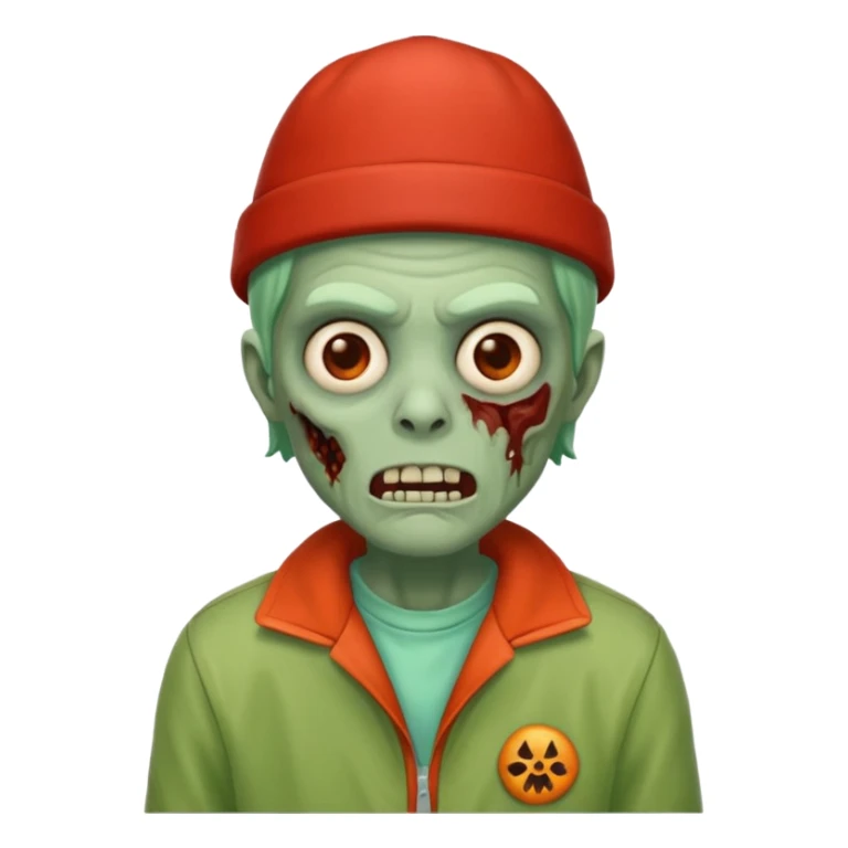 zombie in red hats orange jacket sticker