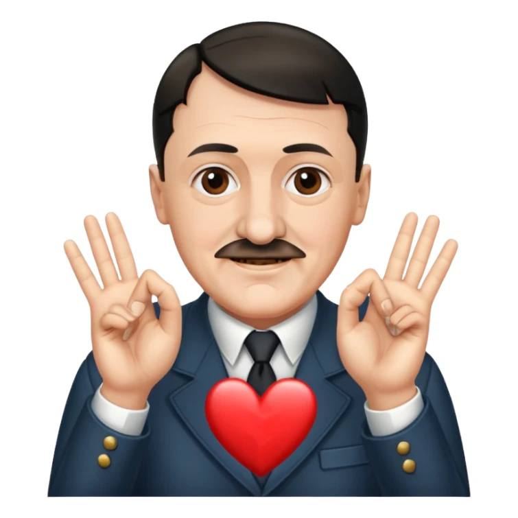 Adolf hitler making heart with fingers sticker