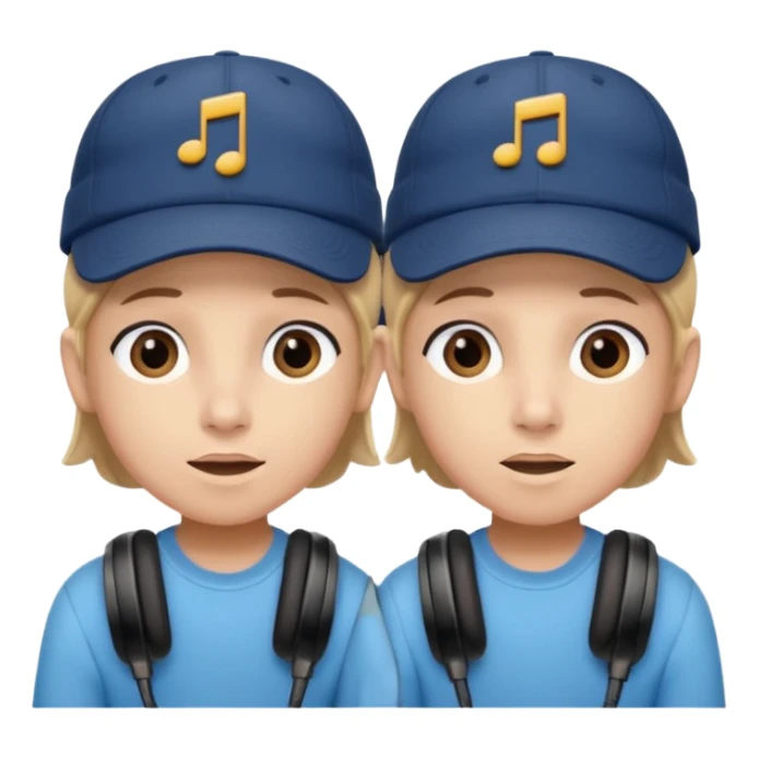 Make me a twin writing a cap while listening to a song sticker