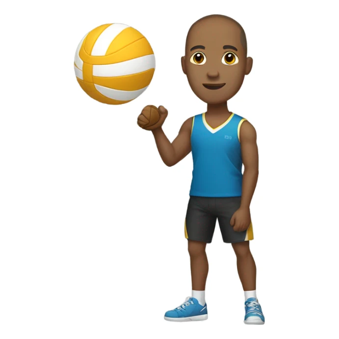 light brown skin tall guy buzz cut standing with volleyball sticker