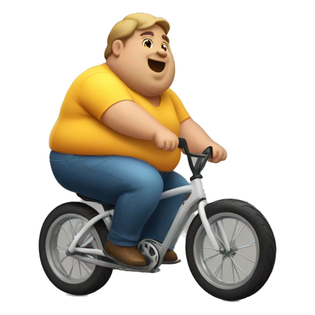 Fat man on a little bike sticker