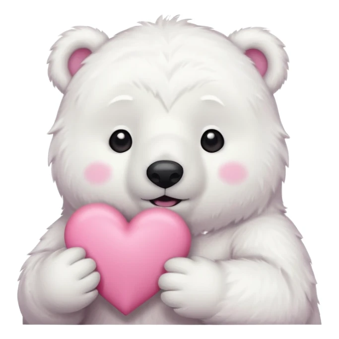  Oso Polar blanco corazón rosa kawaii sticker