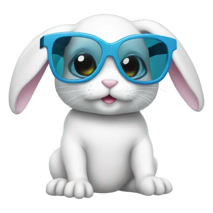 swimming baby rabbit with swimming glasses  sticker