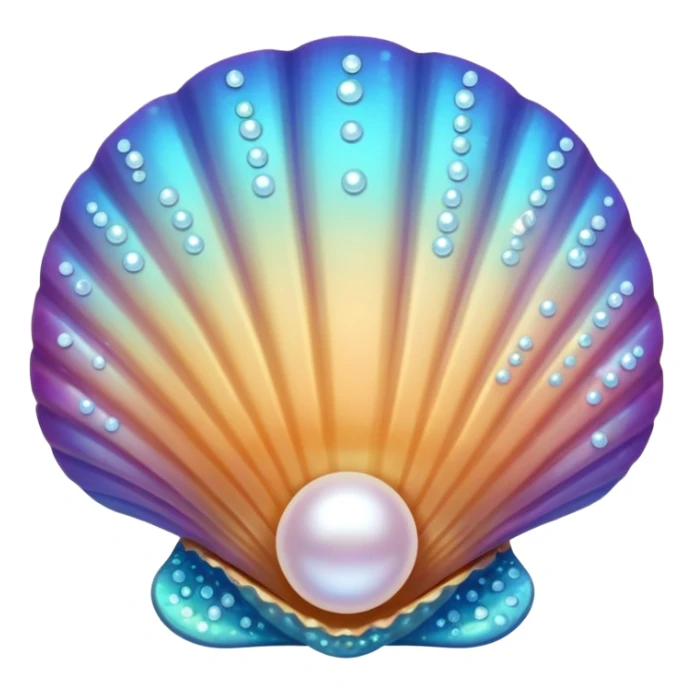 Sea shell with a pearl with sparkles and cute sticker
