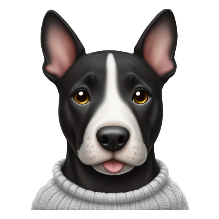 Black Bull terrier wearing a sweater sticker