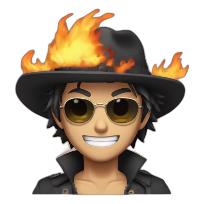 portgas d ace avec du feu autour  sticker