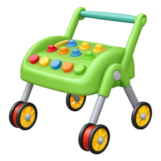 green baby walker with toys on it sticker