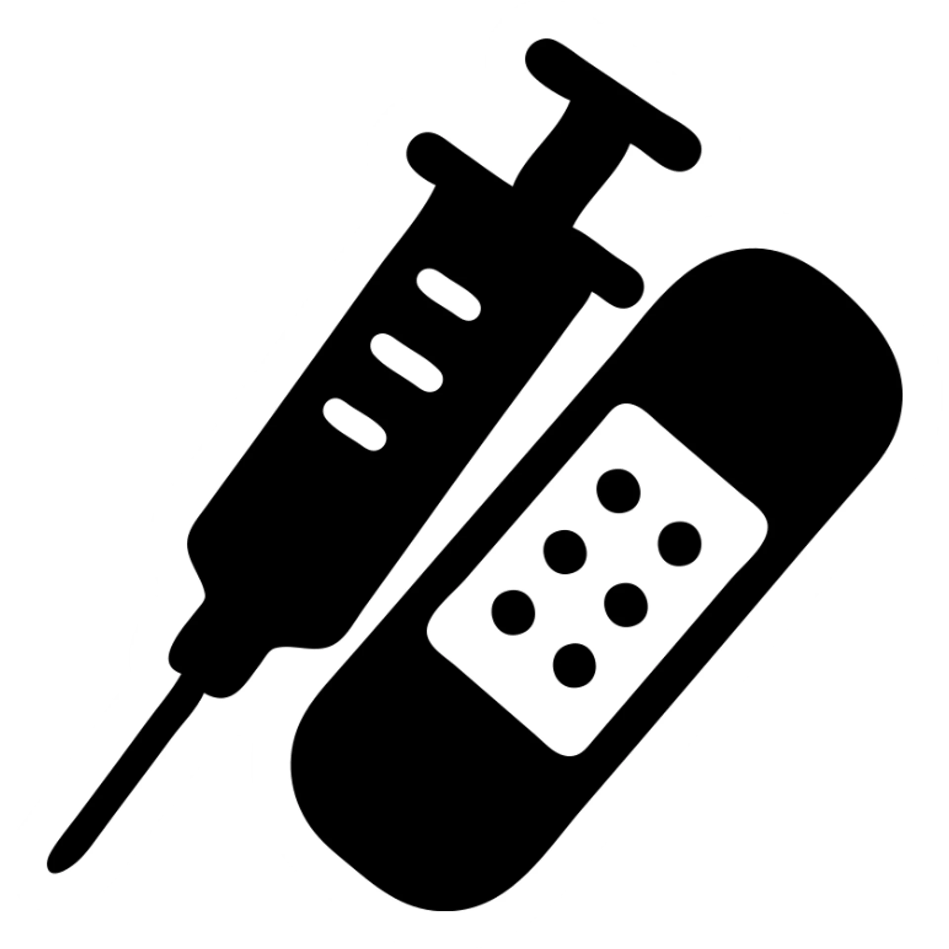 A vaccination icon with a syringe and a bandaid, representing immunization and healthcare sticker