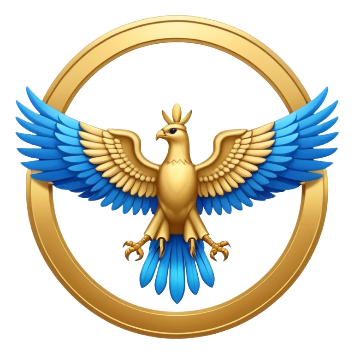 Colorful Faravahar symbol with gold disc and blue wings sticker