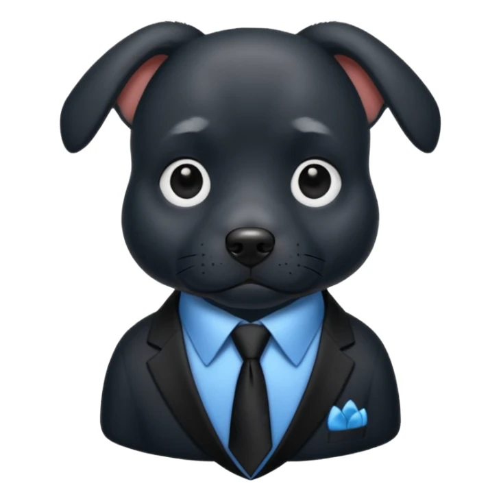 black dog with black tie,blue shirt sticker