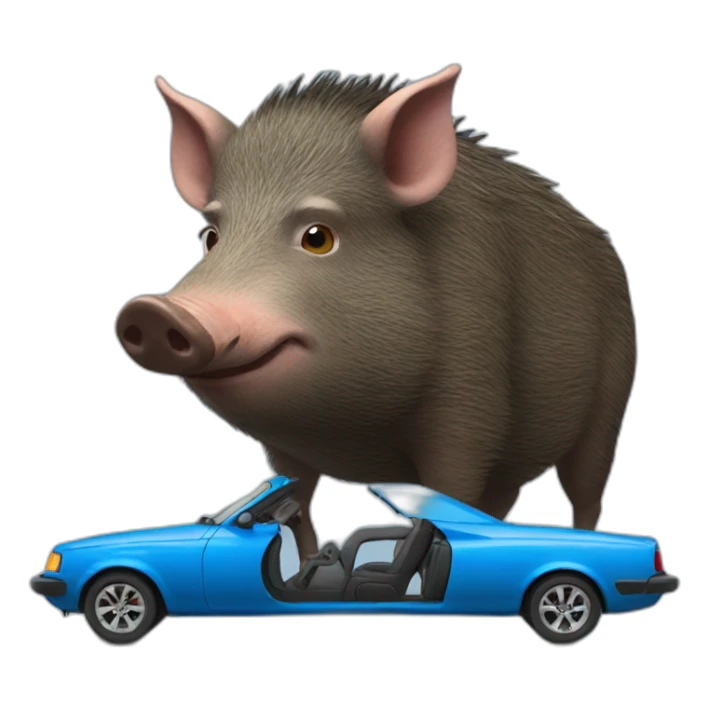 wild boar and blue car sticker