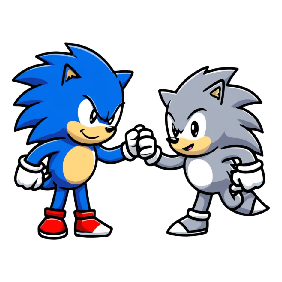 Sonic the Hedgehog and Silver the Hedgehog fist bumping sticker