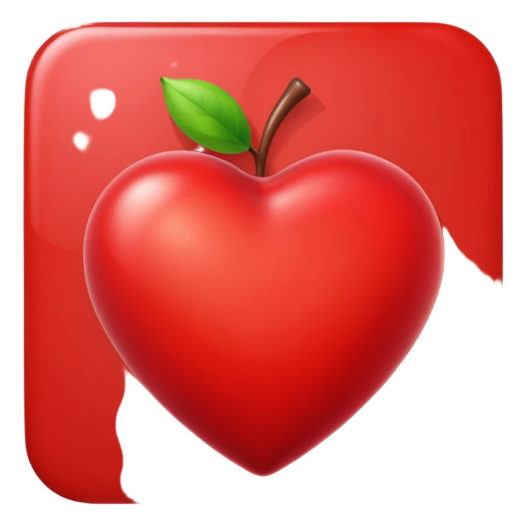 red heart emoji, glossy and vibrant, apple style sticker