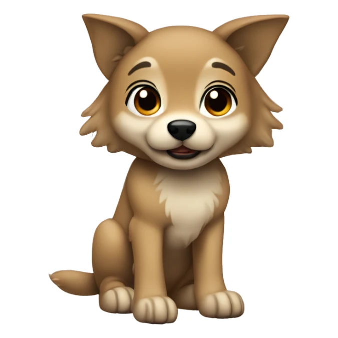 4 legs a light brown puppy-like wolf with black hair on its ears sticker