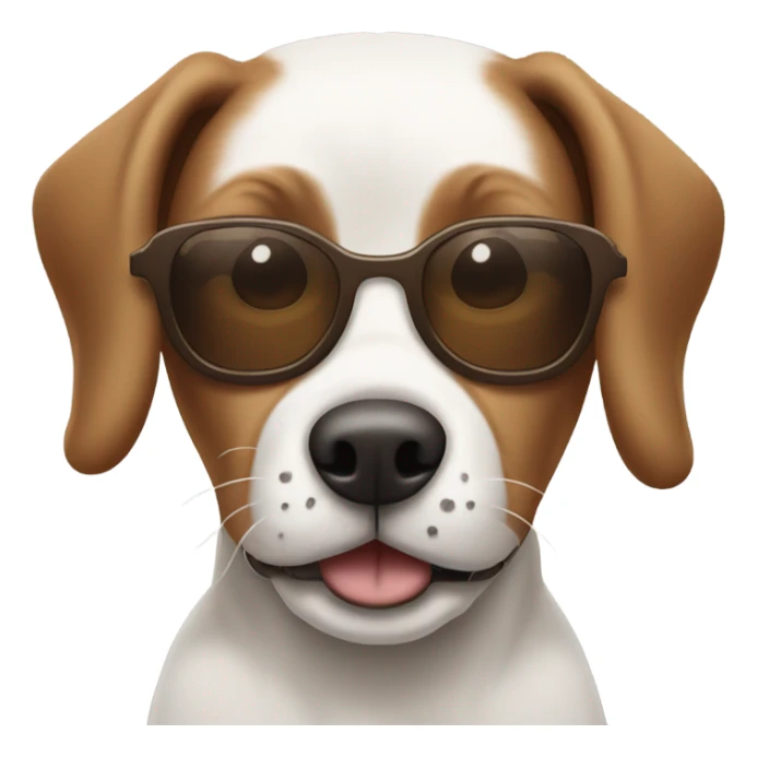 Brown and white dog with floppy ears wearing sunglasses  sticker