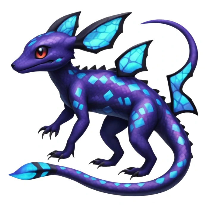 L Scaley Exotic Salandit-Aurorus-Umbreon-Fakémon-hybrid-creature (full body), 4 legs sticker
